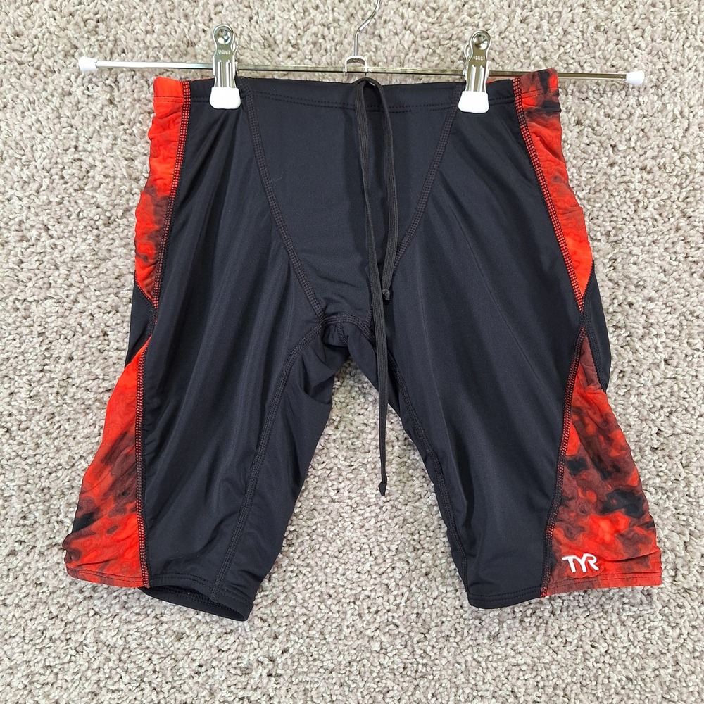 TYR Swim Jammers Men 28|S Black Red Splatter Performance Athletic